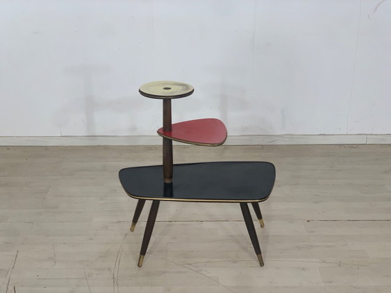 Image 1 of Midcentury flower stand Flower table Shelf Side table Kidney-shaped table Vintage