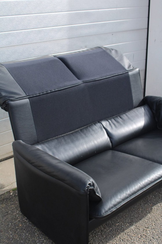 Leolux Bora-Bora 2-Seater Sofa Black Leather - Good Condition – 2 seaters (photo 4 of 5)