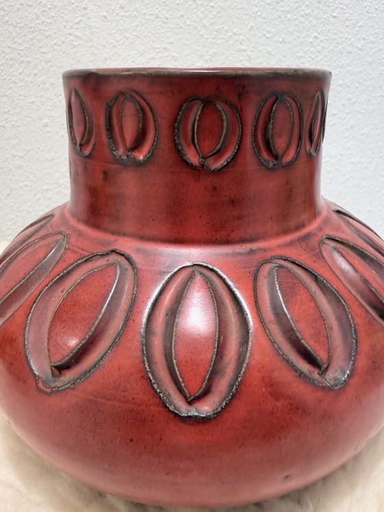 Vaso in Ceramica Mid-Century West-Germany – Rosso Scuro – Vasi (photo 3 of 5)