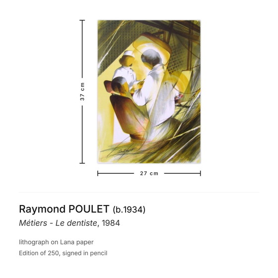 Image 1 of Raymond POULET Beroepen - De tandarts Gesigneerde lithografie 1984
