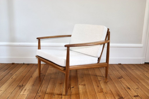 Fauteuil scandinave vintage teck Grete Jalk 1960