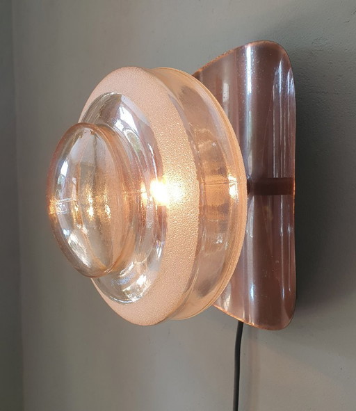 Lampada da parete vintage in rame e vetro - Jugoslavia - Metà secolo