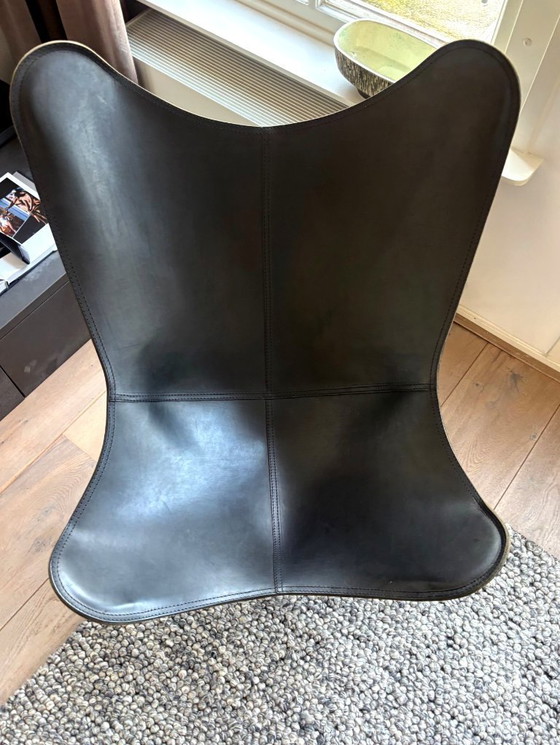 Image 1 of Design Butterfly Chair – Echt Leer – Zwart