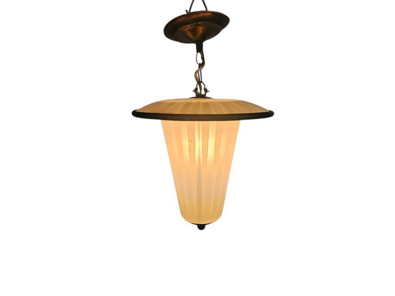 Image 1 of pendant lamp - brass - copper - lantern lamp - 1950s