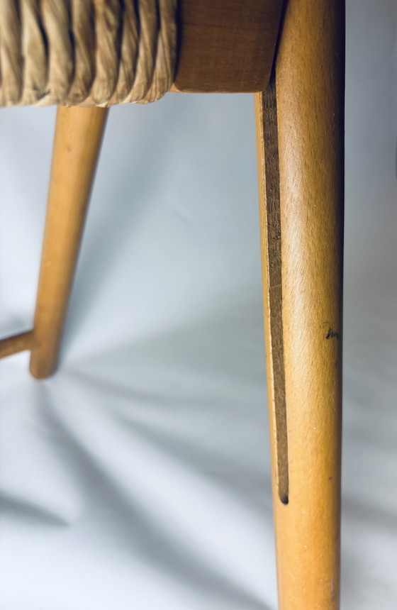 Image 1 of Set of 2 vintage wooden folding chairs with rattan seats – 1970s/1980s kg