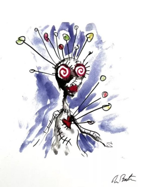 Image 1 of TIM BURTON – Voodoo Girl – Offiziell signierter, limitierter Druck – 20 x 30 cm