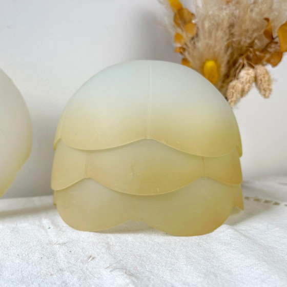 Lampada a Sospensione Plug-in con Paralume in Vetro Smerigliato Ambrato Vintage – Luce Morbida – (photo 8 of 14)