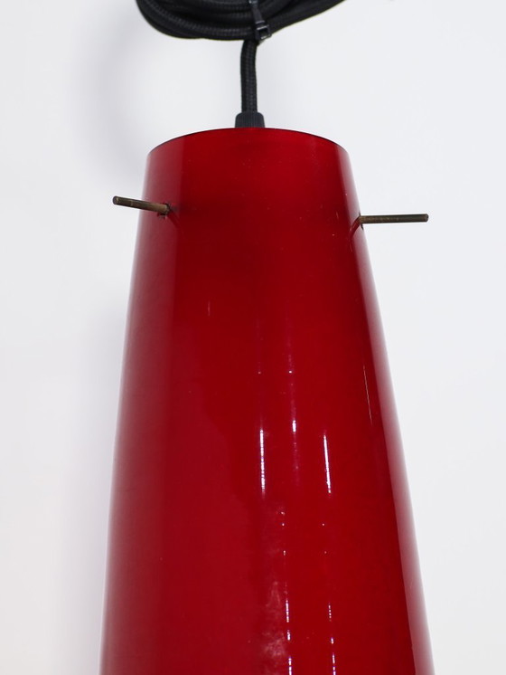 Image 1 of Murano glass pendant lamp red Alessandro Pianon 1960s