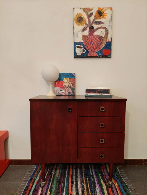 Mid-century chest of drawers on wheels, 1970s