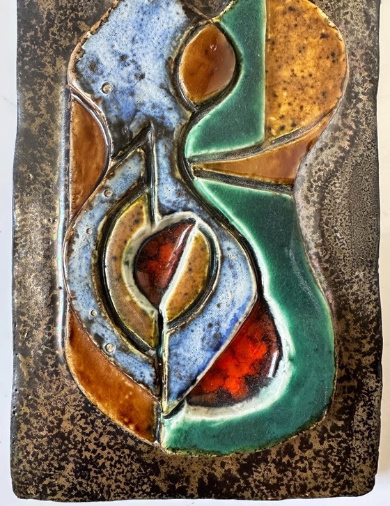 Image 1 of Cubist wall sculpture in glazed terracotta. Germany, 1950s