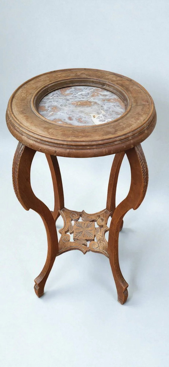 Art Deco wood/marble side table (photo 6 of 6)