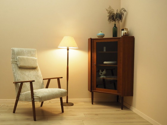 Danish teak corner display cabinet on tapered legs, 1960s – Wood (photo 4 of 12)