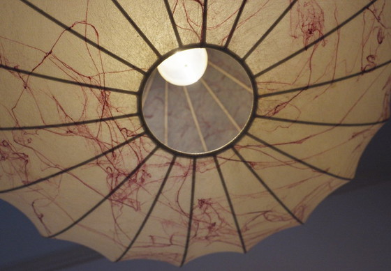 Image 1 of Italian Coccoon Pendant Lampshade Mid Century Modern Resin Large Hanging Light Vintage 1960s