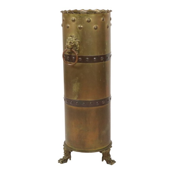 Unieke Obus Paraplubak XL Trench Art 1915 WO1 Leeuwenkoppen – Brass, Vintage (photo 10 of 25)
