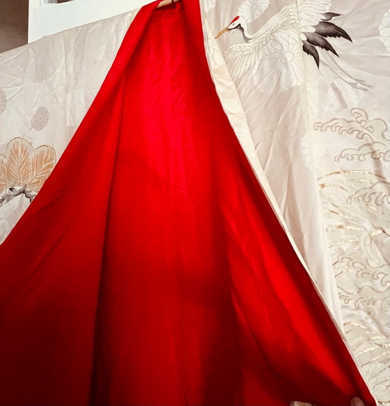 Vintage Japanese silk bridal kimono, hand-painted with cranes – Decorative Objects, Textile (photo 4 of 8)