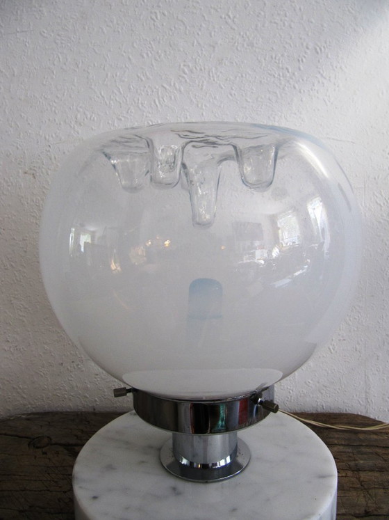 Image 1 of Table lamp Lamp table lamp Mazegga Carlo Nason Murano glass marble chrome Italy 60s