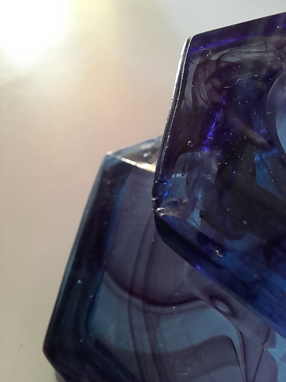 Image 1 of blauer Kerzenständer von Davidson Glass