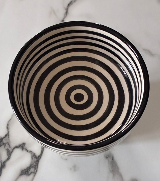 Image 1 of Marokkaanse gestreepte keramische kom of vaas