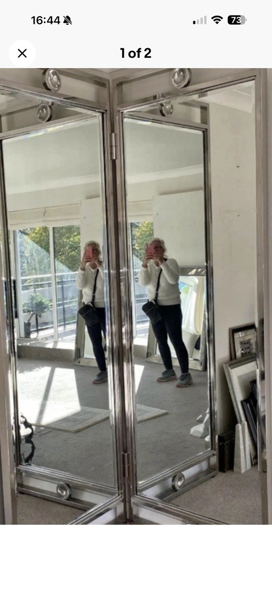 Image 1 of Bifold hinged Standing Mirror One Of It's Kind 88" Long 32" Wide
Each Panel

