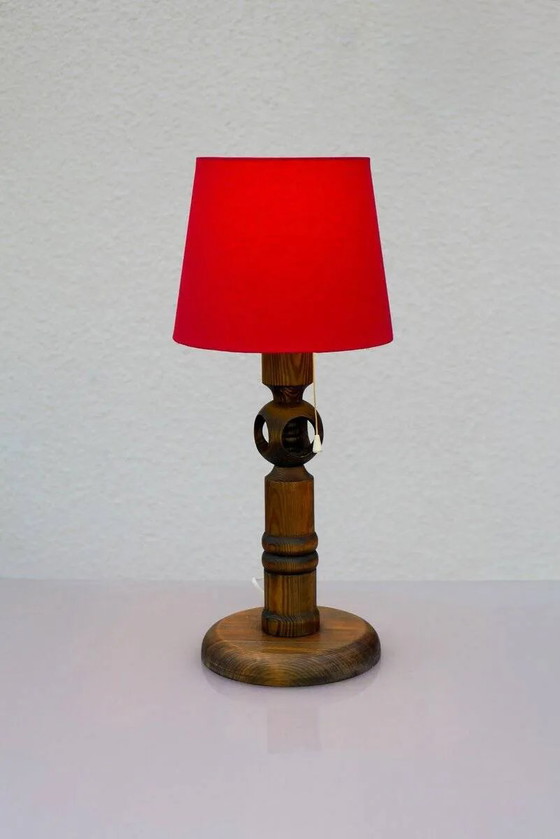 Image 1 of Large pine table lamp by Uno & Östen Kristiansson for Luxus, Sweden