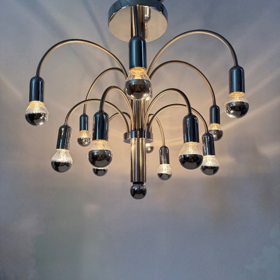 Image 1 of Lampada da soffitto vintage in ottone cromato di Sciolari, anni '70