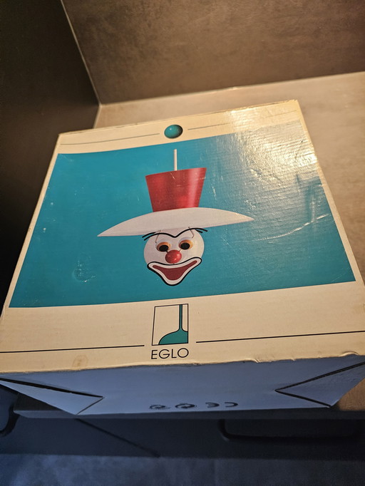 Zeldzame Jaren 80 lamp clown Eglo, nieuw in doos