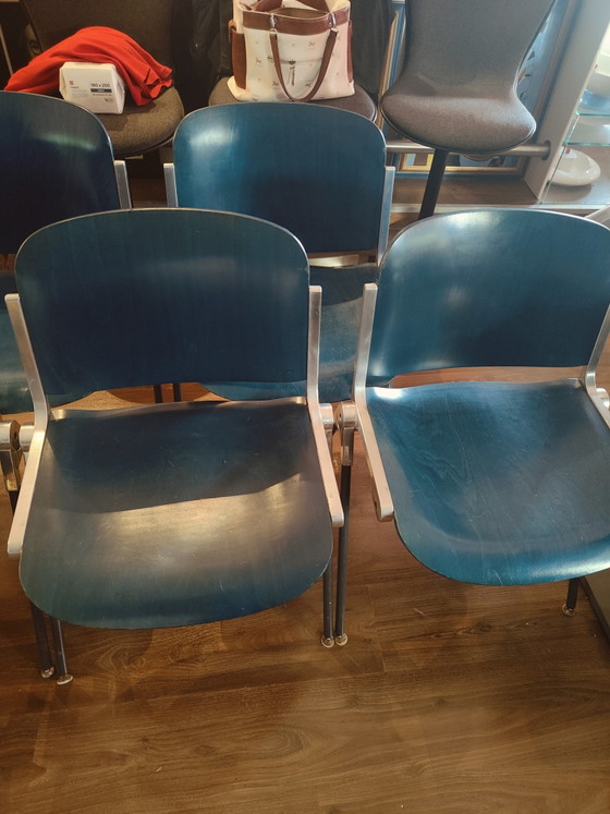 Image 1 of 5 stuks blauw/groen houten Castelli DSC 106 Stoelen Stapelbaar.