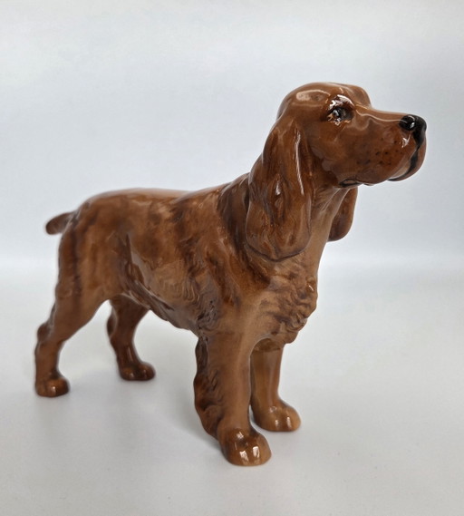 Vintage Beswick England Ceramic Figurine Cocker Spaniel Horseshoe Primula