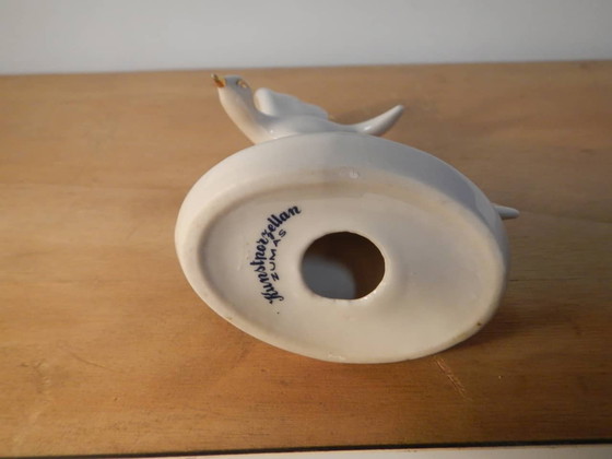 Image 1 of White ceramic heron sculpture made in Zuma, Germany, 70s