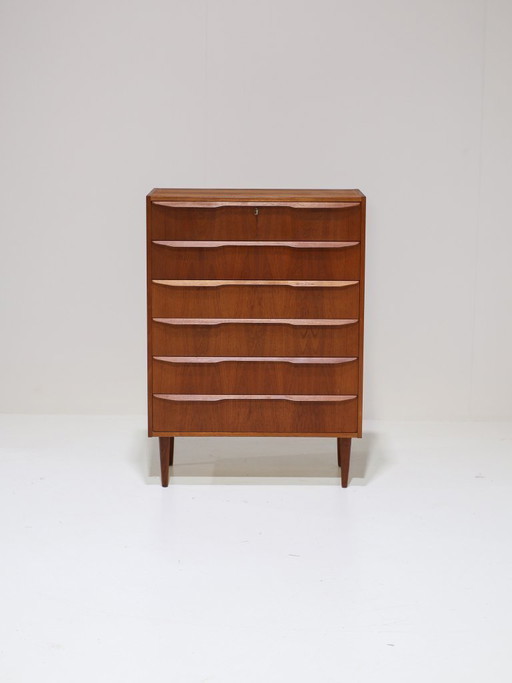 Commode haute en teck, style danois vintage des années 1960