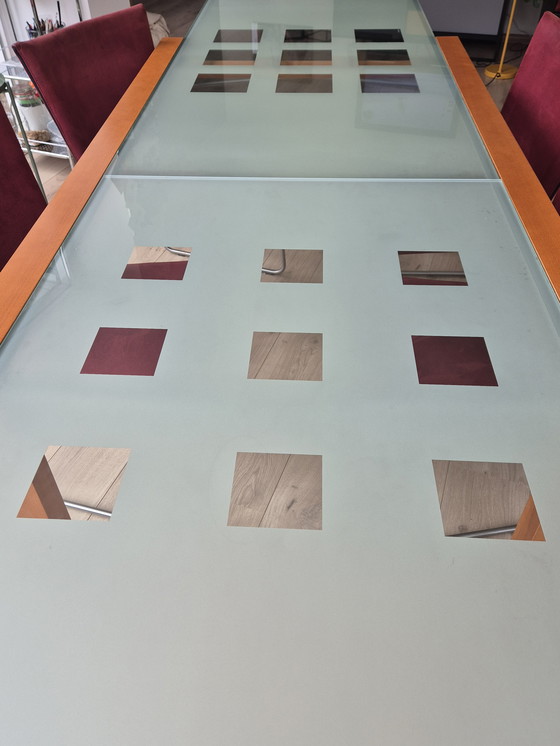 Image 1 of Ligne Roset glass table, extendable, with 4 Montel chairs