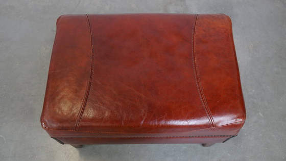 Image 1 of Cognacfarbener Hocker aus Rindsleder