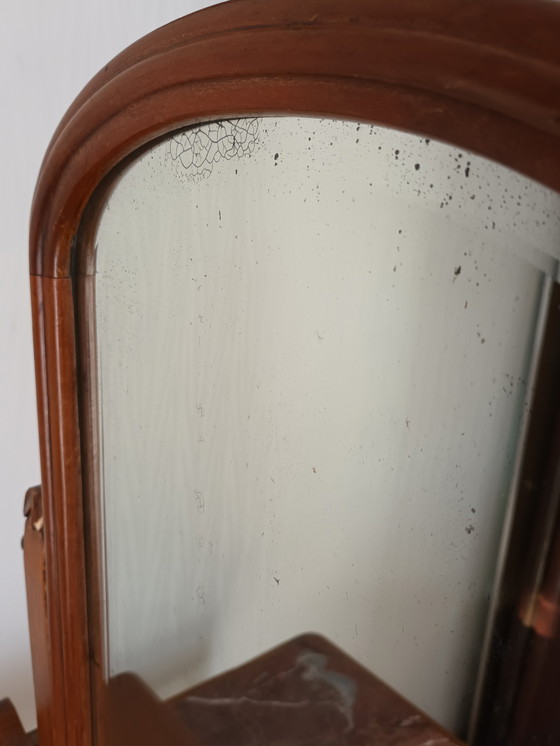 Image 1 of Toletta retrò in legno di ciliegio e marmo