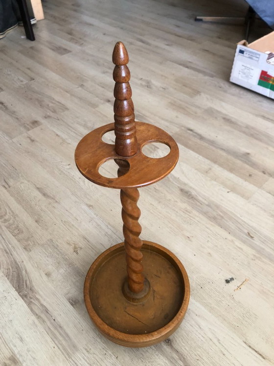 Image 1 of Antique wooden pipe stand - 53 cm high with turned column