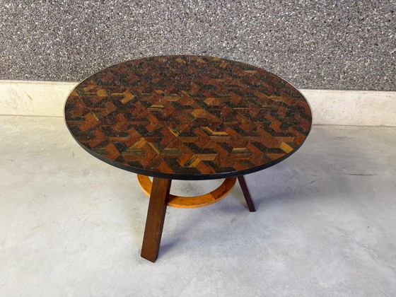 French Art Deco Marquetry Center Table, 1930s – Coffee tables, Glass, Wood (photo 3 of 10)