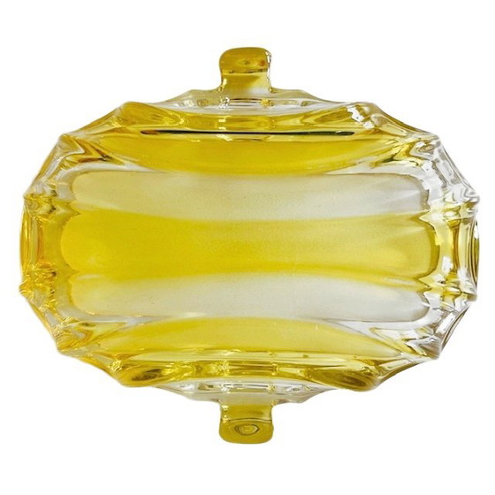 Image 1 of Bol vintage en verre jaune August Walther & Sohne des années 1970