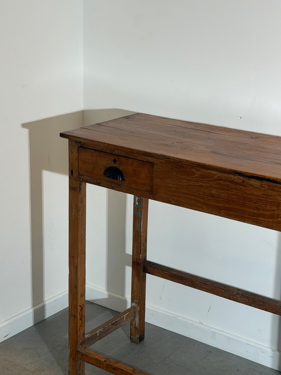 Antieke massief eiken consoletafel met vier lades – Bijzettafels (photo 8 of 8)