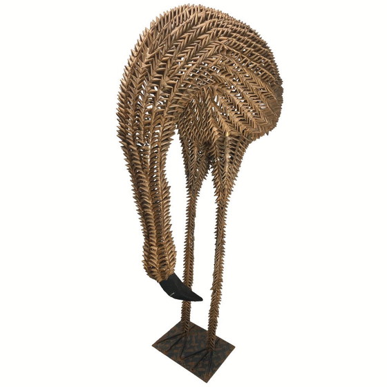 Image 1 of Bamboo And Rattan Bird Lamp, 1960S