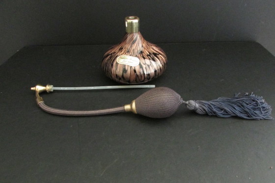 Murano glass perfume bottle, gold with black, Decorative Objects, Metal, Brown, Vintage (photo 8 of 8)