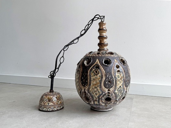 1x Rare Large Vintage Henk Jacobs Ceramic Pendant Lamp – Metal (photo 9 of 9)