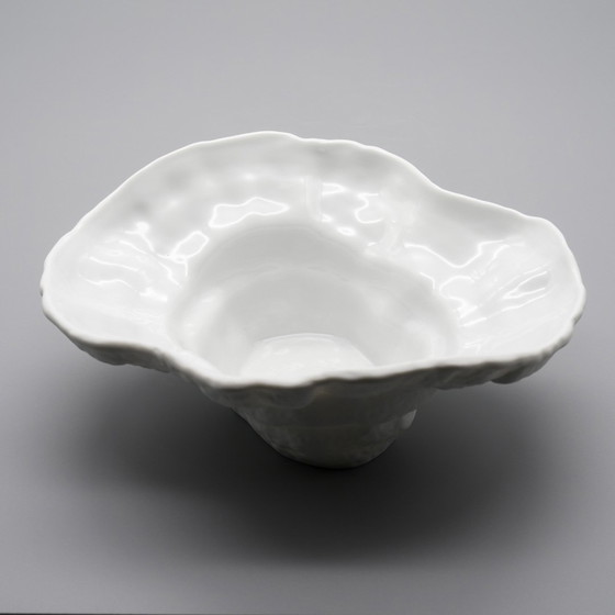 Image 1 of Élégance organique Bol sculptural en porcelaine biscuit blanc par Hutschenreuther, Allemagne, années 1970
