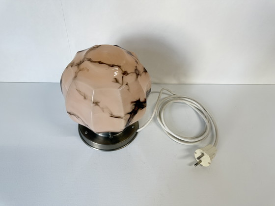 Image 1 of Vintage pink beautiful marbled table lamp Thabur luxury holder