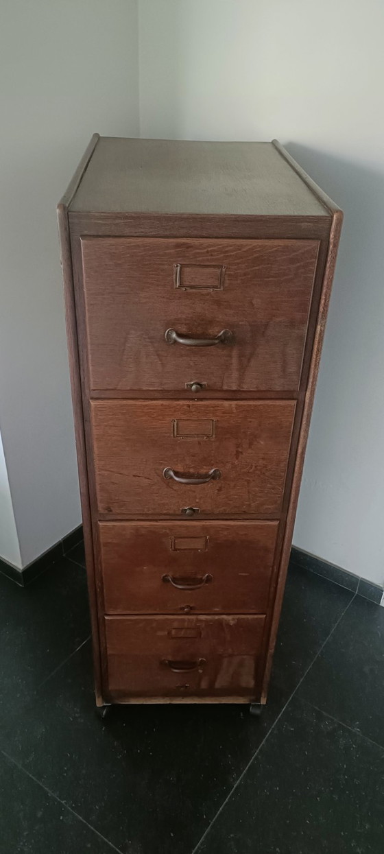Meuble de rangement pour bureau antique avec 4 tiroirs – Meubles de rangement pour bureau, Metal, Wood (photo 4 of 7)