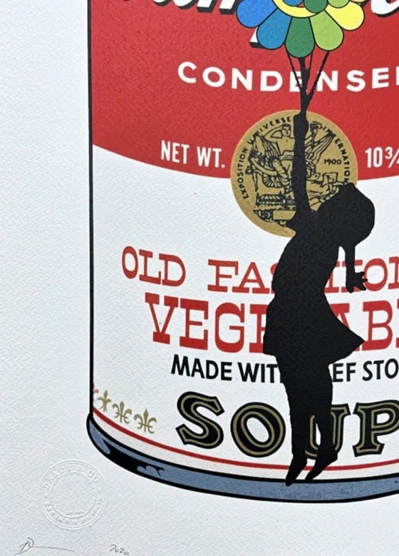 Image 1 of Death NYC - Banksy Flying Balloon Girl et Campbell Soup - Édition limitée avec certificat