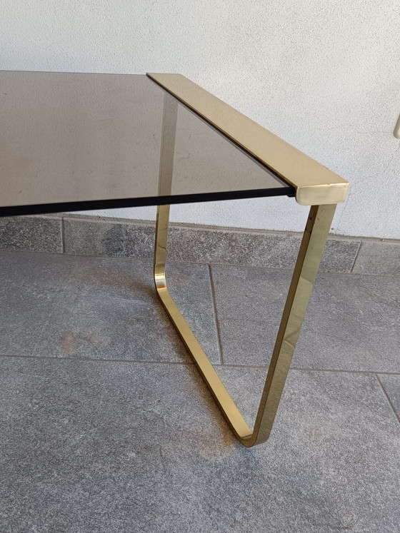 Italian 1970s Brass & Smoked Glass Side Table (photo 4 of 8)