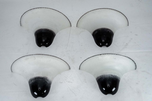 Set of four Large Labeled Barbini Murano Glass Wall Sconces. Italy 1970s