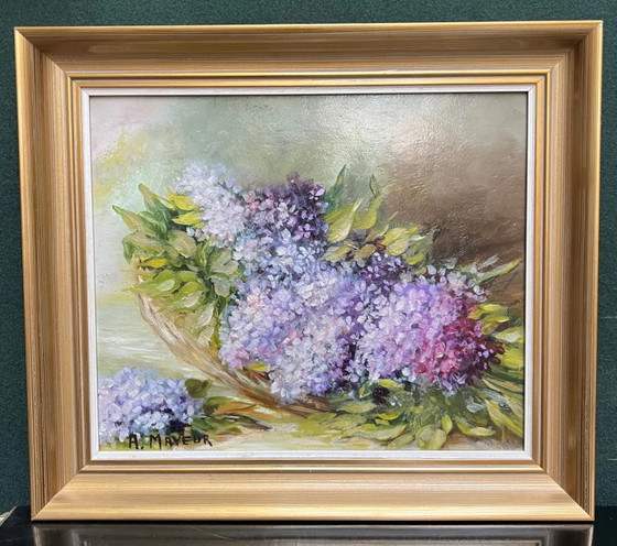 A. Mayeur Lilacs still life – Paintings & Drawings, Wood (photo 2 of 6)