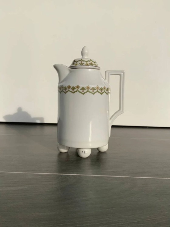 Image 1 of Caffettiera in porcellana Art Déco - Stile "Alt Wien" - Quattro piedini a sfera - c. 1920-1930