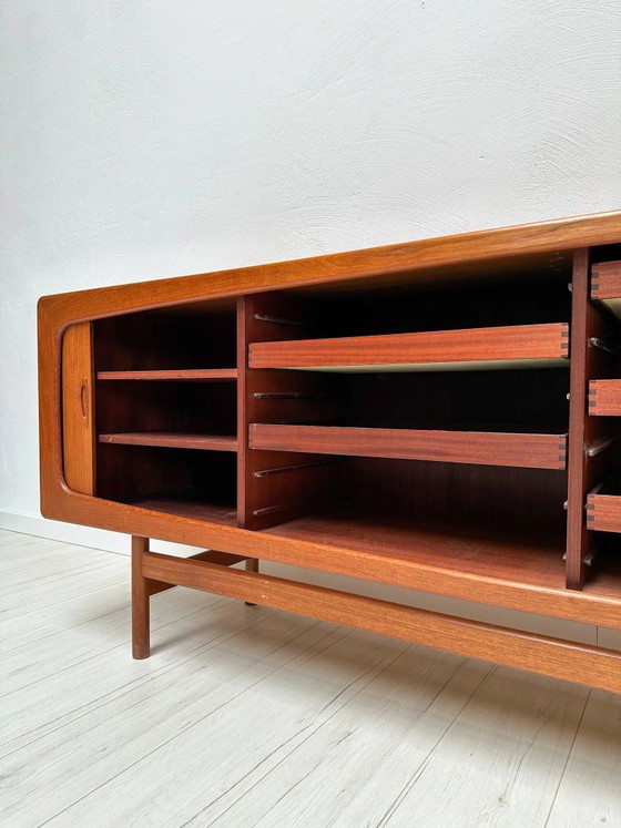 1960s Vintage Large Danish Design Teak Sideboard with Tambour Doors, OMANN JUN, Wood, Brown (photo 13 of 19)
