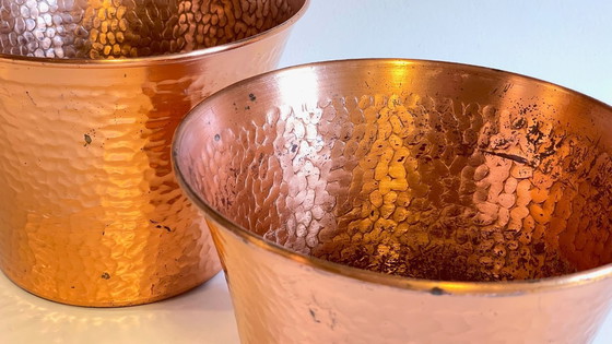 Image 1 of Hammered Copper Flowerpots, 1960s